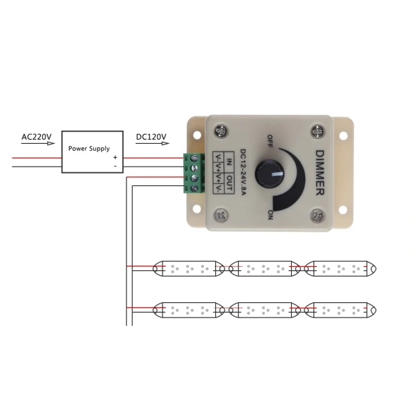 LED Dimmer Switch Stepless Dimming Knob Monochromatic Dimmer Controller LED Module Replacement Parts Accessories