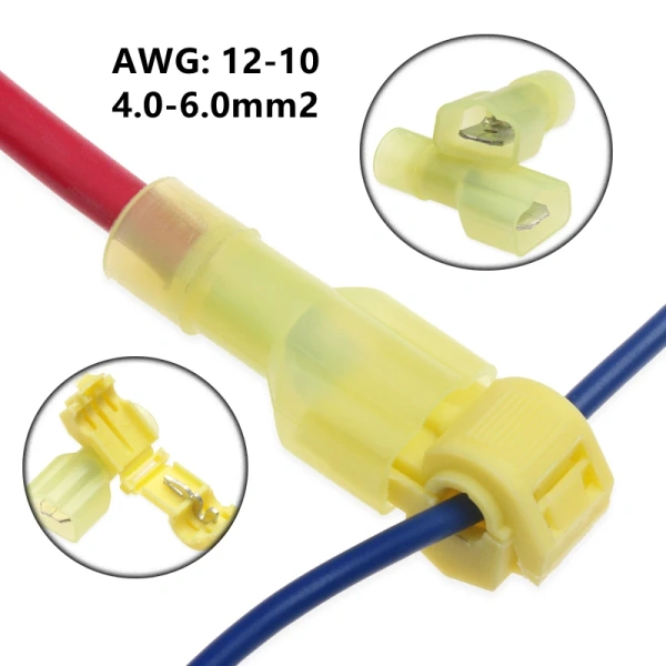 Quick T Type Electrical Cable Wire Connectors Straight Lock Crimping Waterproof Insulated Wire Crimp Terminal