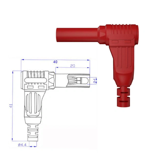 4mm Banana Male Right Angle Insulation Wire Solder socket Type DIY Plug cable Connectors Multimeter Test lead