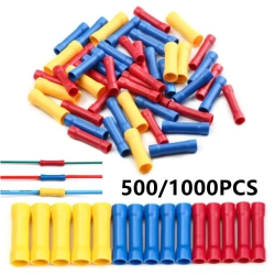 BV Crimp Terminals Butt Splice Connectors Wire Copper Insulated Electrical Straight Wire Terminal BV1.25 BV2.5 BV5.5