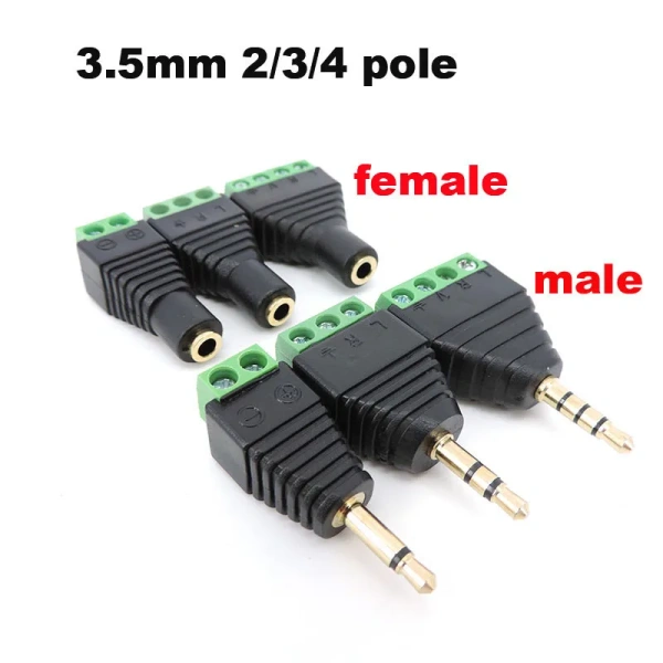 2/3/4 Pole Section 3.5mm audio Male female jack mono stereo connector DC free screw interface terminal block channel plug p