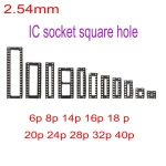 IC Sockets 2.54MM Square hole DIP6 DIP8 DIP14 DIP16 DIP18 DIP20 DIP28 PCSpins Connector DIP Socket 6 8 14 16 18 20 40pin