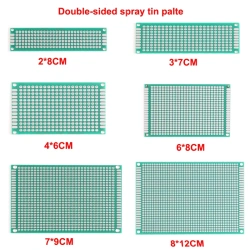 Double-sided Spray Tin Plate 2*8cm 3*7cm 4*6cm 6*8cm 7*9cm 8*12cm PCB Circuit Board Green Oil Glass Fiber Universal Board