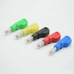 gun type insulation can be fold High current 32A fully enclosed 4mm pure copper banana plug with spring telescopic sheath holder