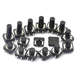 12*12*22/20/19/18/17/16/15/14/13/12/11/10/9/8/7/6/5/4.5mm Tactile Push Button Switch Durable 4pin Tact Touch Switch Black