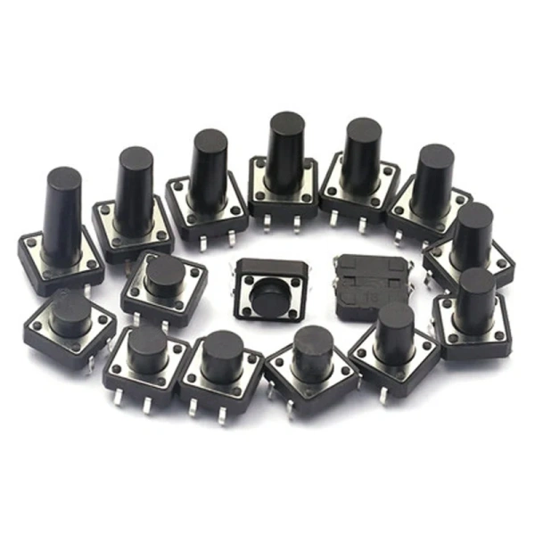 12*12*22/20/19/18/17/16/15/14/13/12/11/10/9/8/7/6/5/4.5mm Tactile Push Button Switch Durable 4pin Tact Touch Switch Black