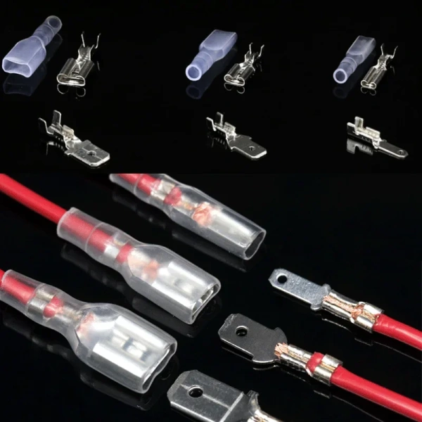Terminal Electrical Connectors 2.8/4.8/6.3mm Butt Splice Lug Terminals for Wire 12awg Crimp Cable Eletrico Car Accessories