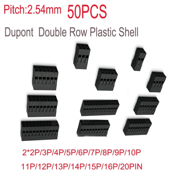 2.54mm Dupont Double Row Plastic Shell 2x2P/2x3/2x4//2x6-2x20P Dupont Connector/Cable Case /Plug Jump Wire Housing