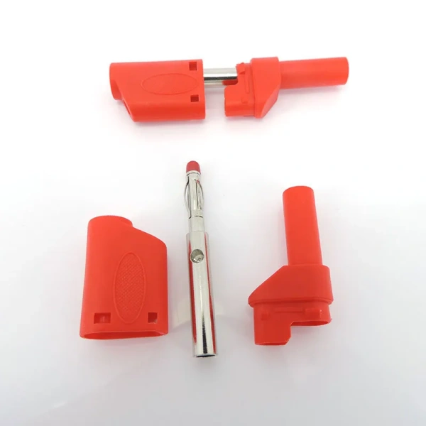 Safety Fully Insulated 4mm Male Stackable Banana male Plug Connector red black for cable plug
