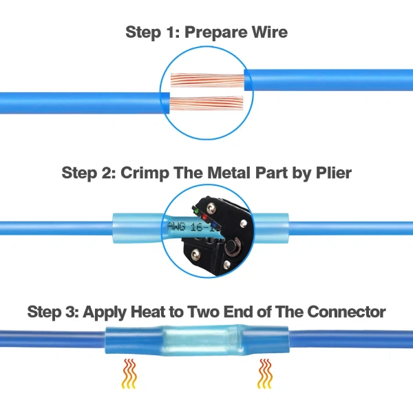 Heat Shrink Butt Wire Connectors Waterproof Insulated Automobile Wire Cable Crimp Terminals AWG 22-10 Kit