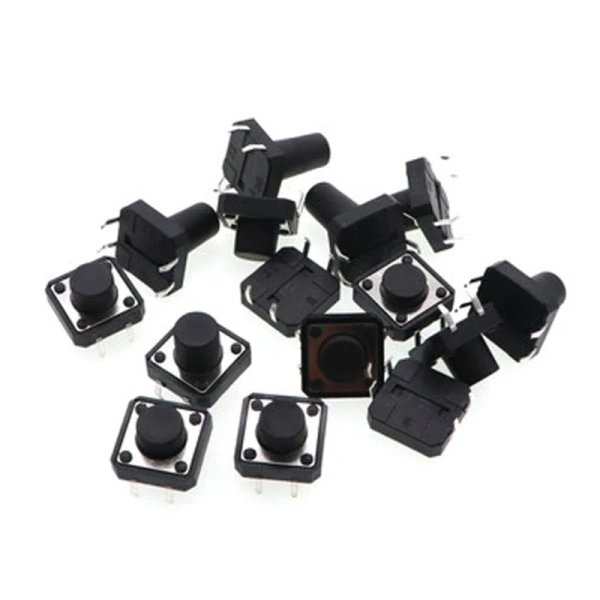 12*12*22/20/19/18/17/16/15/14/13/12/11/10/9/8/7/6/5/4.5mm Tactile Push Button Switch Durable 4pin Tact Touch Switch Black