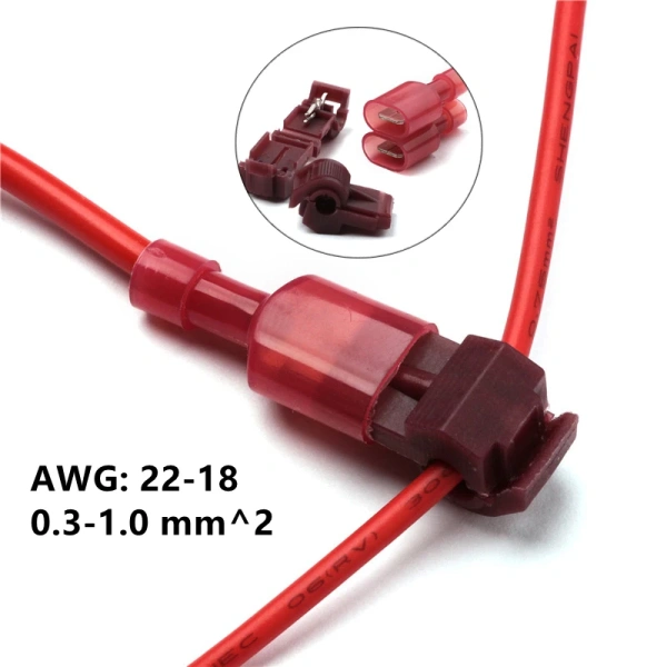 Quick T Type Electrical Cable Wire Connectors Straight Lock Crimping Waterproof Insulated Wire Crimp Terminal