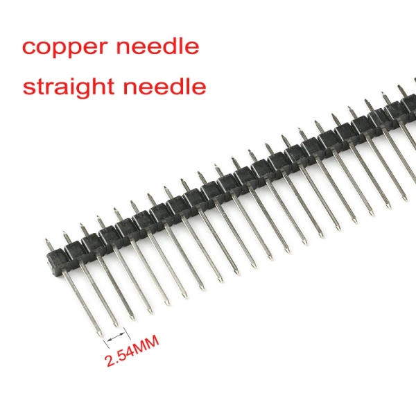 2.54mm Single Row Male 40Pin Connector Header copper needle 17mm straight needle1x40Pin Breakable Pin Connector
