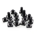 12*12*22/20/19/18/17/16/15/14/13/12/11/10/9/8/7/6/5/4.5mm Tactile Push Button Switch Durable 4pin Tact Touch Switch Black