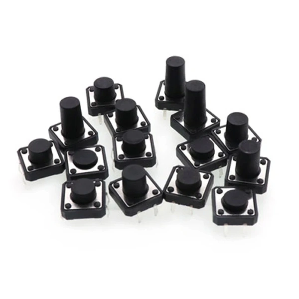 12*12*22/20/19/18/17/16/15/14/13/12/11/10/9/8/7/6/5/4.5mm Tactile Push Button Switch Durable 4pin Tact Touch Switch Black