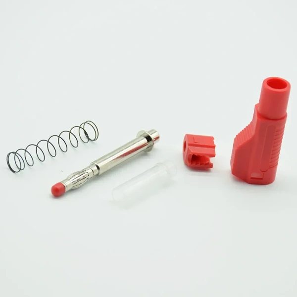gun type insulation can be fold High current 32A fully enclosed 4mm pure copper banana plug with spring telescopic sheath holder