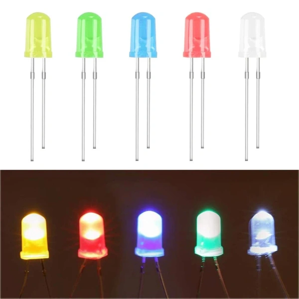 5mm White LED Diode Lights DC 3V 20mA Round Clear Lens Electronics Components Light Emitting Diodes LED Light Bulbs