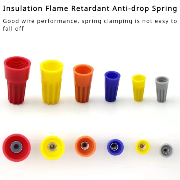 Fast Connector Spring Cap Crimp End Terminal AWG24-7 Insulated Electrical Insert Splice Rotating Wire Connection