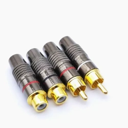 Gold RCA Male Plug Female Jack Solder Audio Video Adapter Connector Male to Male Convertor for Coaxial Cable Balck Red
