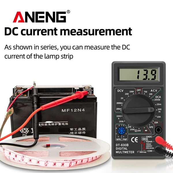 DT830B Digital Multimeter AC/DC LCD Mini Voltmeter Ammeter Ohm Tester 750/1000V High Safety Handheld Meter With Probe