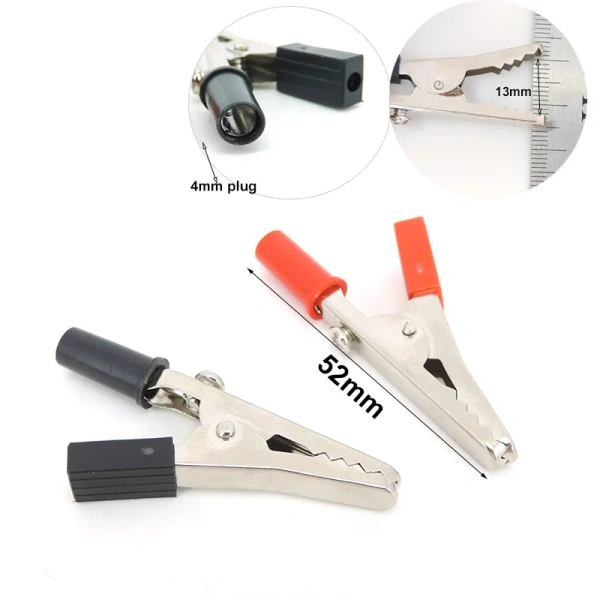 5A 50mm Red Black electric Alligator Crocodile clamp Clips Power Test Probe Lead Socket cable Connector banana Plug Metal p1