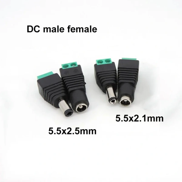 DC Male Female power supply Connector 5.5 x 2.1MM 5.5*2.5MM 3.5*1.35MM 5.5mm x 2.5mm Jack Adapter Plug for Led Strip Light p1
