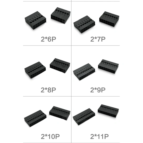 2.54mm Dupont Double Row Plastic Shell 2x2P/2x3/2x4//2x6-2x20P Dupont Connector/Cable Case /Plug Jump Wire Housing