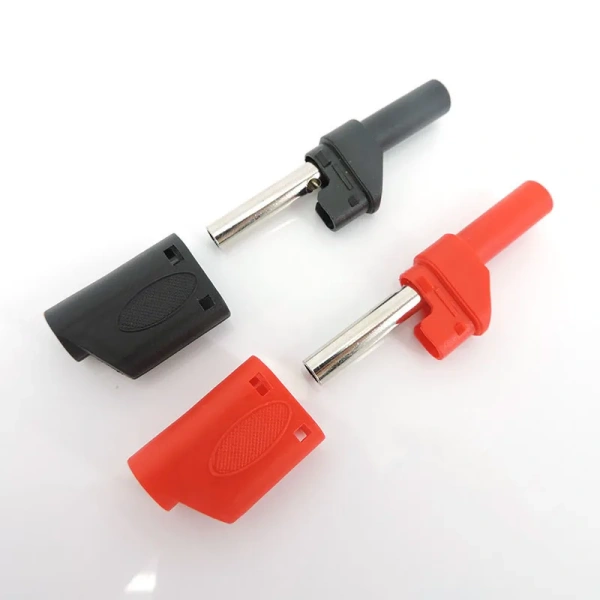 Safety Fully Insulated 4mm Male Stackable Banana male Plug Connector red black for cable plug