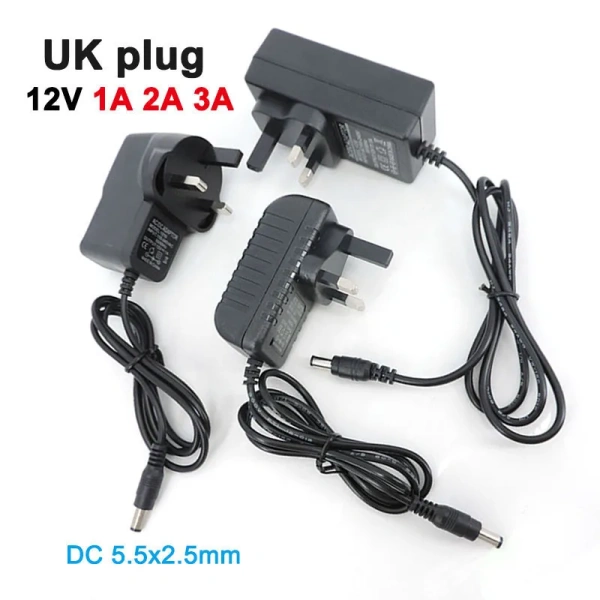 3pin UK Plug AC 220V to DC 5v 9v 12v 24v 1A 2A 3A 1000ma 2000ma 3000ma Power Supply Transformer Charger Adapter 5.5x2.5mm for led strip c1