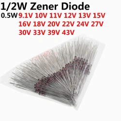 1/2W Zener Diode 0.5W DO-35 9.1V 10V 11V 12V 13V 15V 16V 18V 20V 22V 24V 27V 30V 33V 39V 43V