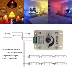 LED Dimmer Switch Stepless Dimming Knob Monochromatic Dimmer Controller LED Module Replacement Parts Accessories