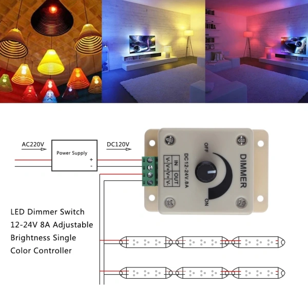 LED Dimmer Switch Stepless Dimming Knob Monochromatic Dimmer Controller LED Module Replacement Parts Accessories