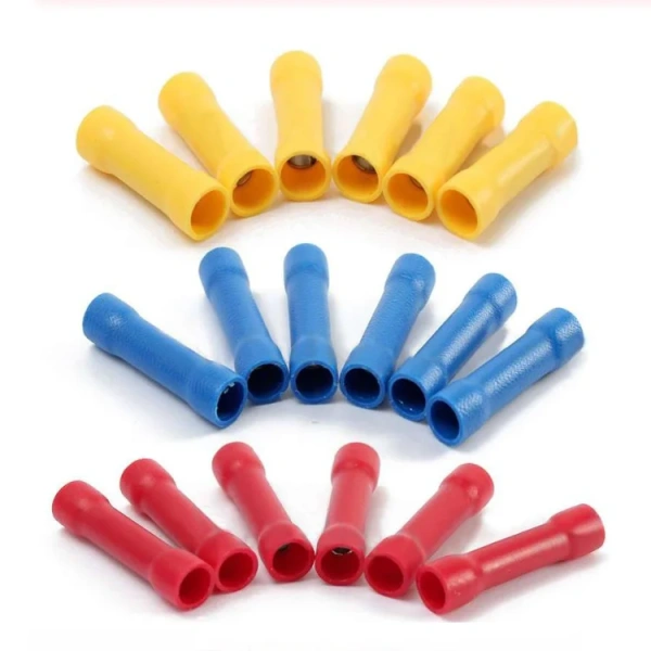 BV Crimp Terminals Butt Splice Connectors Wire Copper Insulated Electrical Straight Wire Terminal BV1.25 BV2.5 BV5.5