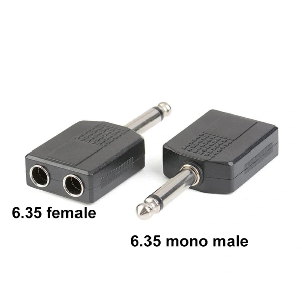 Microphone Audio 6.35mm 6.5mm 1/4" Mono Stereo male Jack to RCA 6.35 female Y Splitter Converter connector Adapter Headphone p
