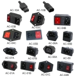 Inlet Plug Pin Connector 3 Pin IEC320 C14 Electrical Socket LED 250V Rocker Switch Brass 10A Fuse Computer Mount Accessories