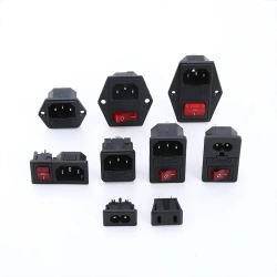 Inlet Plug Pin Connector 3 Pin IEC320 C14 Electrical Socket LED 250V Rocker Switch Brass 10A Fuse Computer Mount Accessories
