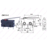 Micro Switch 10mm x 20mm Limit Switch 3 Pin/2 Pin 5A 250VAC ZW12 Series Tact Switch On Off
