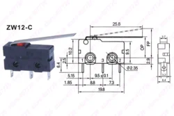 Micro Switch 10mm x 20mm Limit Switch 3 Pin/2 Pin 5A 250VAC ZW12 Series Tact Switch On Off