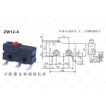 Micro Switch 10mm x 20mm Limit Switch 3 Pin/2 Pin 5A 250VAC ZW12 Series Tact Switch On Off