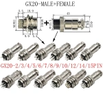 GX12 GX16 GX20 2/3/4/5/6/7/8/9/10/12/14/15Pin Wire Connector Circular Plug Socket Aviation Socket Male+Female