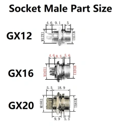 GX12 GX16 GX20 2/3/4/5/6/7/8/9/10/12/14/15Pin Wire Connector Circular Plug Socket Aviation Socket Male+Female