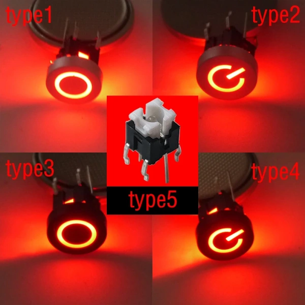 6X6X7.2mm Momentary Tact Button LED 3V Adding Caps H=8.2mm 6Pin DIP Tactical Keyboard Mini Push Button Press Button