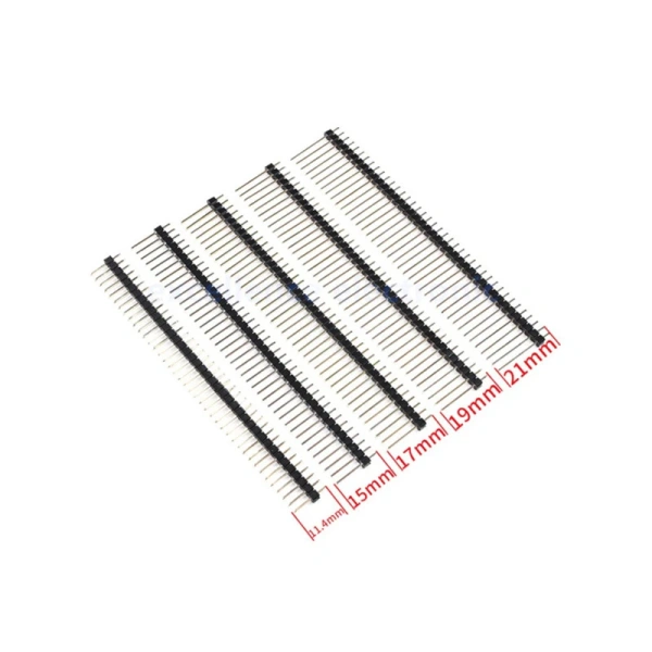 2.54mm Pitch 2p 3p 4p 5p 6p 8p 10p 15p 30p 40p Single Row Male Connector PCB Board Pin Header Long 13/15/17/19/21/25mm