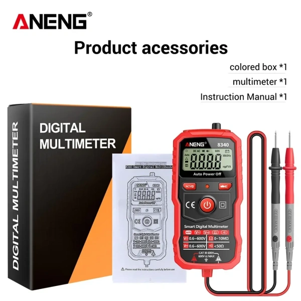 ANENG 8340 Intelligent Anti Burn Digital Multimeter Voltmeter Ohm Meter 1999 Counting AC/DC Voltage Resistance NCV Household Cir