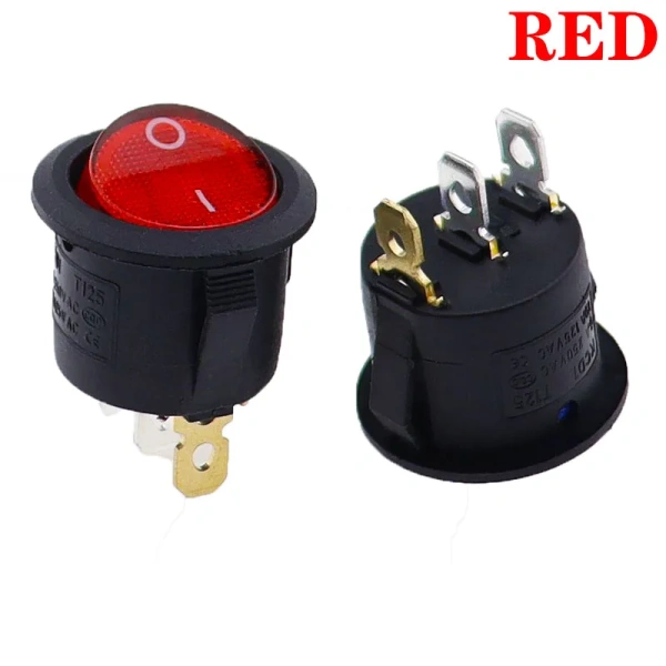 KCD1 5V-12V / 220v ON/OFF Round Rocker Switch LED illuminated Car Dashboard Dash Boat Van With light