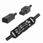 IEC320 10A 250V Black Male female docking Plug Connector Rewireable C13 C14 Plug Rewirable Power Konektor 3 Pin AC Socket
