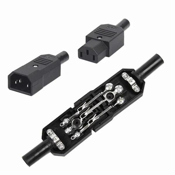 IEC320 10A 250V Black Male female docking Plug Connector Rewireable C13 C14 Plug Rewirable Power Konektor 3 Pin AC Socket