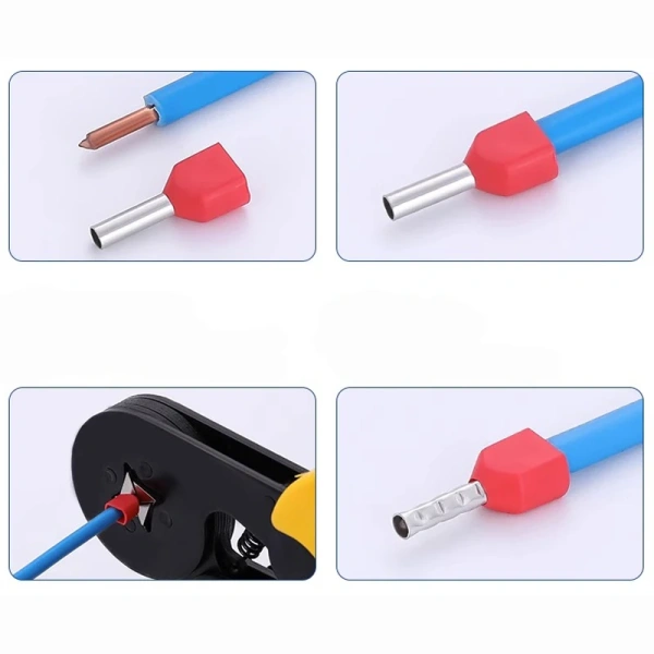 Insulated Ferrules Cord End Crimp Terminal Double Wire Connector Pin Electrical Cable Connector TE7508 TE2508