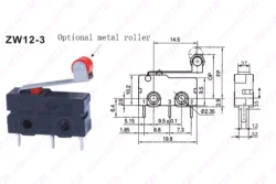 Micro Switch 10mm x 20mm Limit Switch 3 Pin/2 Pin 5A 250VAC ZW12 Series Tact Switch On Off
