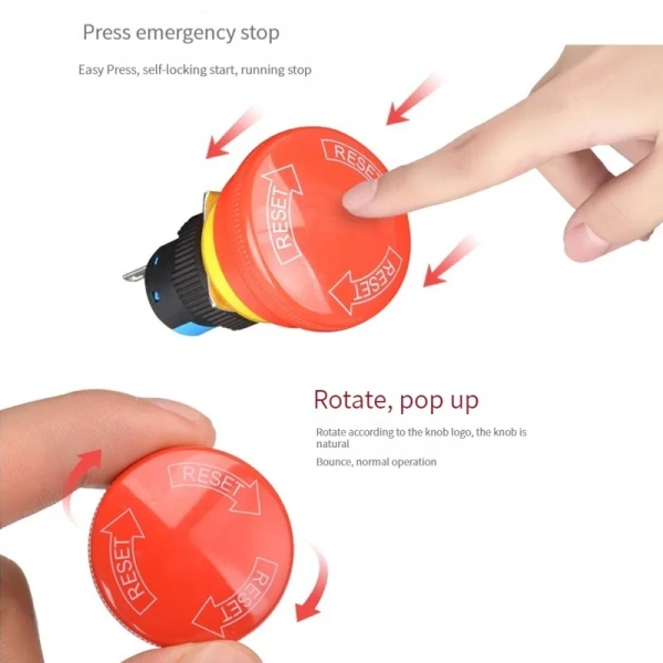 16mm Mounting Holes Latching Emergency Stop Push Button Switch Big/Small head YJ-LA16-11ZS-A